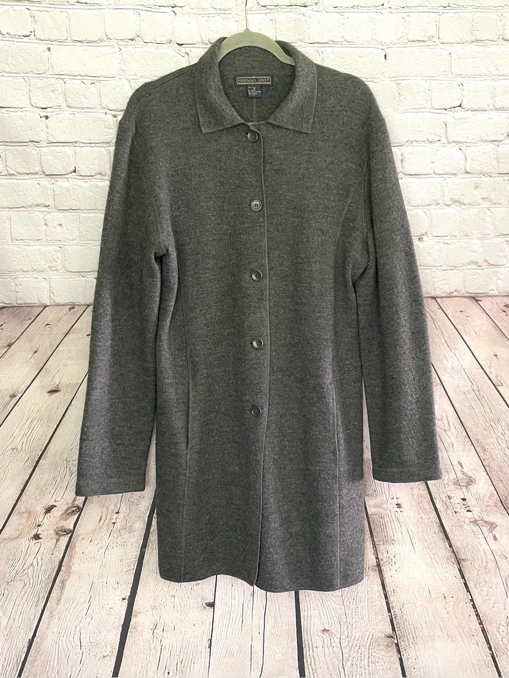 Vintage Herman Geist Size Medium Minimalist Transitional Coat Jacket 100% Wool